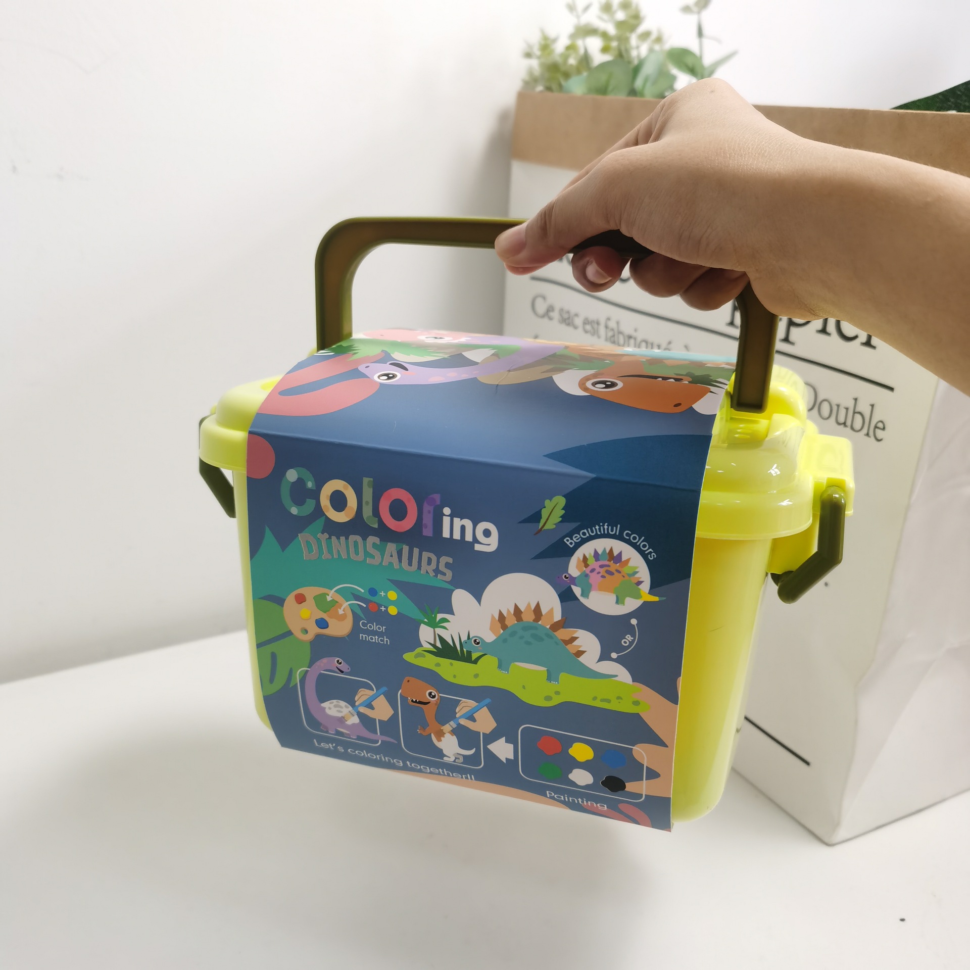 diy painted dinosaur model white germ graffiti on color painted suit 3D handmade toy boy gift-Taobao