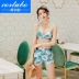 CORTUBO áo tắm nữ chia tay boxer bikini XL tám điểm tay áo màu xanh lá cây váy ba mảnh eo cao - Bikinis