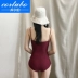 CORTUBO Phiên bản Hàn Quốc của áo tắm một mảnh tam giác nữ ngực lớn quai đỏ dây đeo gợi cảm áo tắm spa - Bộ đồ bơi One Piece
