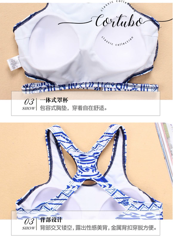 CORTUBO mùa xuân mới bikini bikini boxer với áo choàng lớn ba mảnh áo tắm nữ cố định miếng đệm ngực không thay đổi - Bikinis