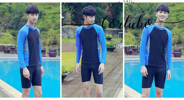 Áo tắm dành cho giới trẻ CORTUBO Boy Big Boy Plus Phân bón cộng với size Chia Set Quần short Học sinh nam dài tay - Nam bơi đầm mua quần bơi nam