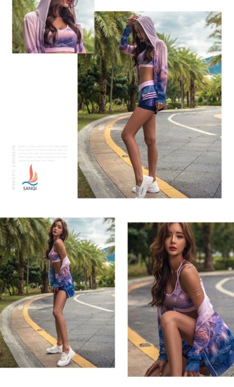 Đồ bơi nữ thương hiệu CORTUBO áo ba lỗ hàn quốc mùa xuân nhỏ nước hoa cỡ lớn bikini thể thao chống nắng che bụng - Bikinis đồ bơi tay dài nữ
