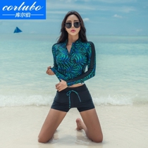 CORTUBO conservative plus size long sleeve split boxer pants covering belly thin Thailand seaside beach holiday sun protection Tour