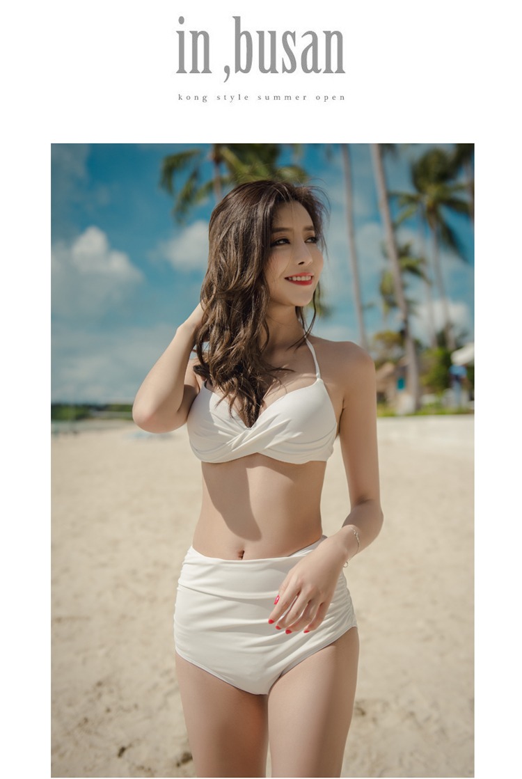 CORTUBO kỳ nghỉ gió áo tắm nữ chia áo ba mảnh ngực nhỏ tụ tập bikini Hàn Quốc bảo thủ che bụng - Bikinis đồ bơi nữ dạng quần váy