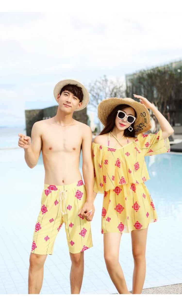 Cặp đôi mới CORTUBO mẫu đồ bơi thời trang khí chất bảo thủ quần ba mảnh đi biển suối nước nóng cặp đôi đồ bơi - Vài đồ bơi đồ đi biển cho cặp đôi