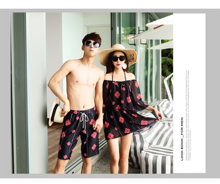 Cặp đôi mới CORTUBO mẫu đồ bơi thời trang khí chất bảo thủ quần ba mảnh đi biển suối nước nóng cặp đôi đồ bơi - Vài đồ bơi đồ đi biển cho cặp đôi