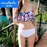 Áo tắm cuffUBO Hàn Quốc xù cao eo bikini Kích thước ngực thời trang Áo tắm hoa tam giác gợi cảm - Bikinis