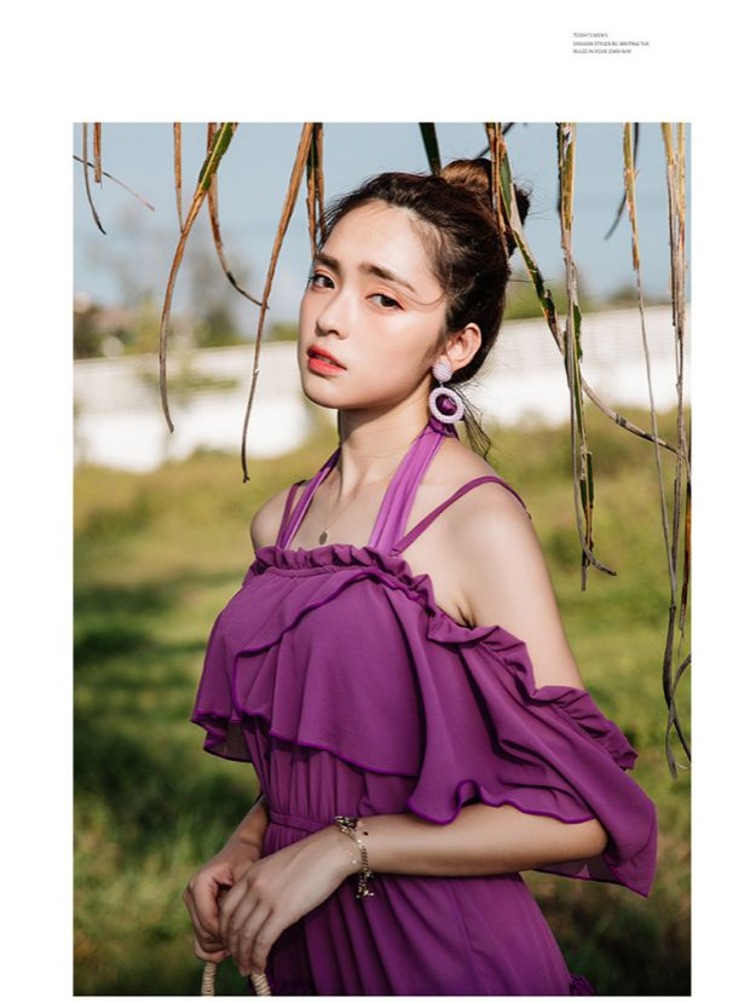 CORTUBO Luxiang cô gái nhỏ xinh áo tắm áo tắm ba mảnh lá sen mặc áo tắm quây bikini, - Bikinis bộ bơi dài tay nữ