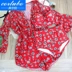 CORTUBO áo tắm nữ retro ngực nhỏ thu thập eo cao bikini bảo thủ che bụng gợi cảm lớn ba mảnh phù hợp với mỏng - Bikinis áo tắm biển đẹp Bikinis