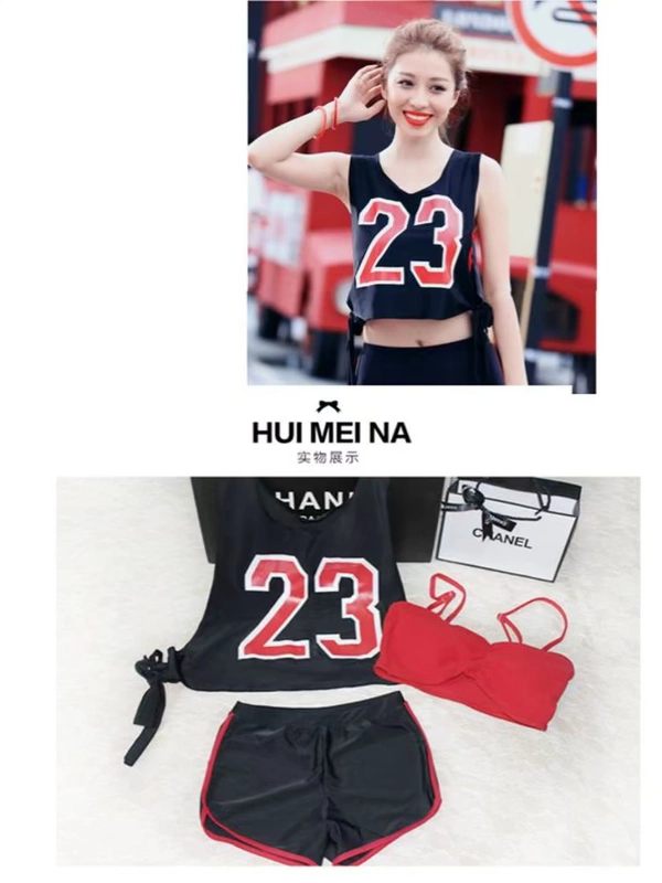 CORTUBO bikini sinh viên ba mảnh bảo thủ chia bụng bụng boxer vest nữ thể thao áo tắm nhỏ - Bikinis áo tắm đẹp 2021