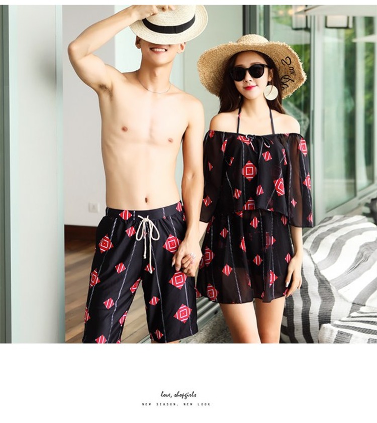 Cặp đôi mới CORTUBO mẫu đồ bơi thời trang khí chất bảo thủ quần ba mảnh đi biển suối nước nóng cặp đôi đồ bơi - Vài đồ bơi đồ đi biển cho cặp đôi