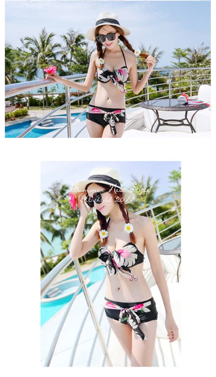 Áo tắm nữ CORTUBO bikini ba mảnh bằng thép tấm ngực ngực nhỏ thu thập xuân hè 2016 mới gợi cảm Hàn Quốc - Bikinis đồ bơi nữ dài tay