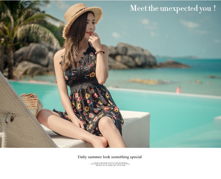 CORTUBO kỳ nghỉ gió áo tắm nữ chia áo ba mảnh ngực nhỏ tụ tập bikini Hàn Quốc bảo thủ che bụng - Bikinis đồ bơi nữ dạng quần váy