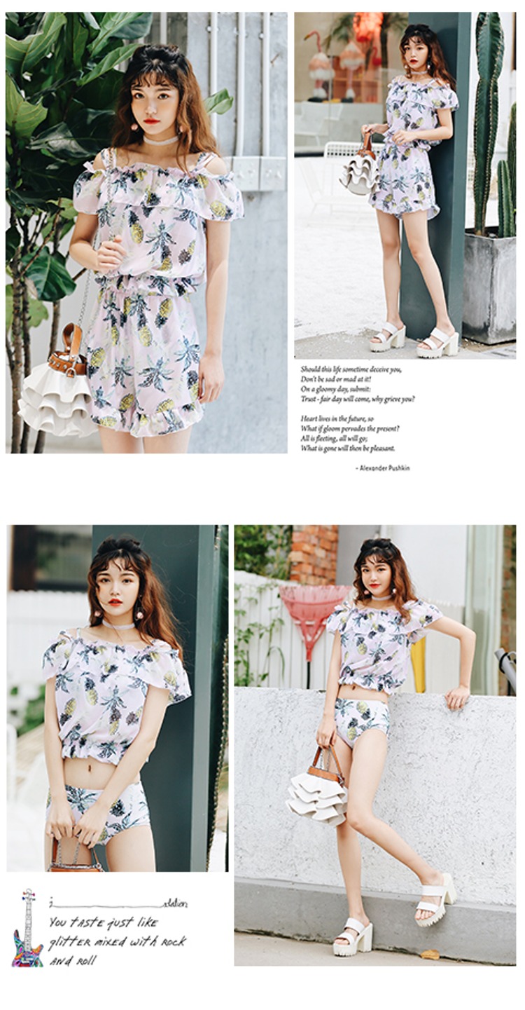 Bộ đồ tắm mùa xuân nóng bỏng của CORTUBO cô gái nhỏ mặc bikini tươi bốn mảnh phù hợp với bộ ngực nhỏ - Bikinis bộ đồ bơi nữ