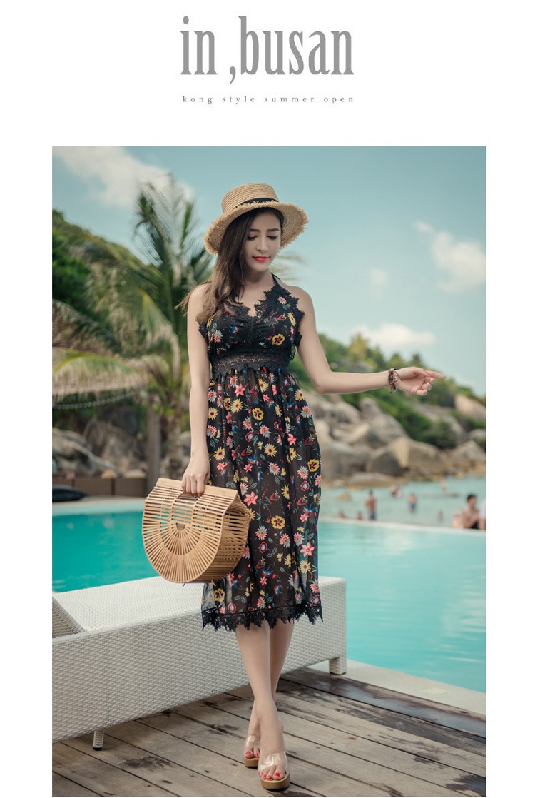 CORTUBO kỳ nghỉ gió áo tắm nữ chia áo ba mảnh ngực nhỏ tụ tập bikini Hàn Quốc bảo thủ che bụng - Bikinis đồ bơi nữ dạng quần váy
