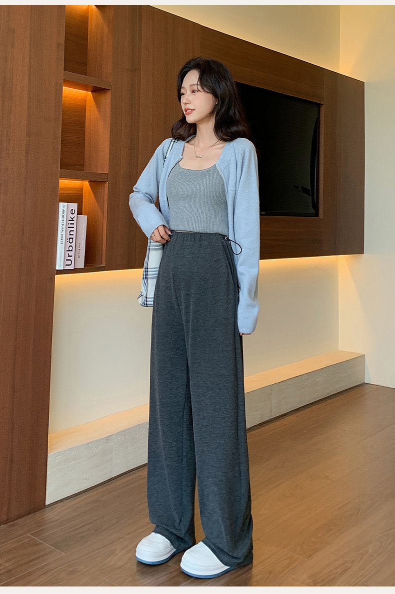 Maternity Pants for Spring and Autumn, Wide-Leg Pants for Outdoor Wear, Fleece-Lined and Thickened, Do Not Tighten on the Belly during Pregnancy, — 18