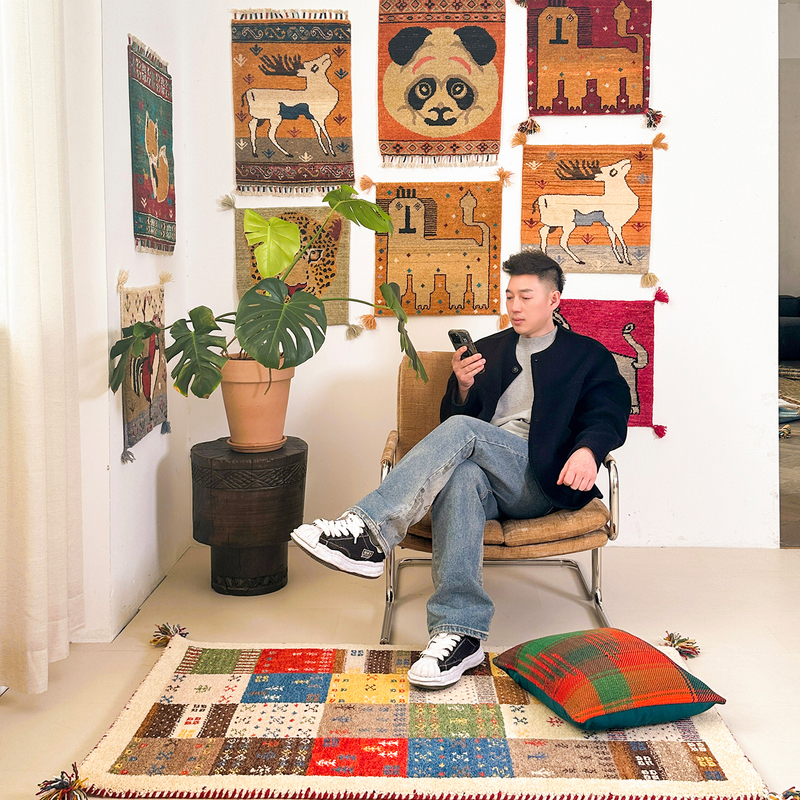 Huaxuxi Imported Handmade Nomadic Animal Lion and Leopard Wool Chair Cushions, Small Square Carpets, Wall Tapestries Huaxuxi Imported Handmade Nomadic Animal Lion and Leopard Wool Chair Cushions, Small Square Carpets, Wall Tapestries