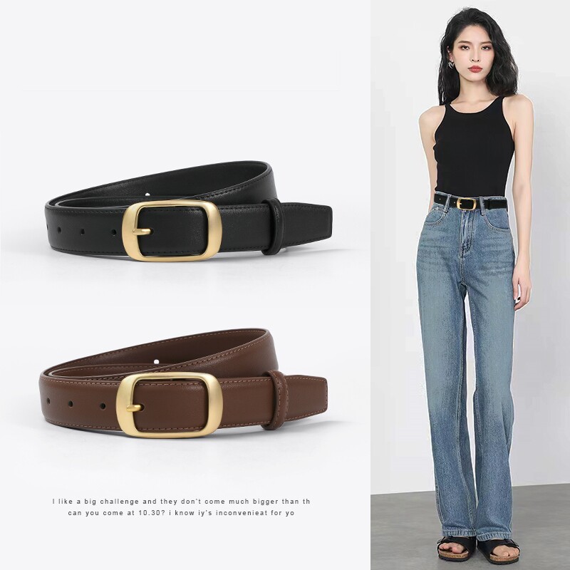 Women's leather belt simple and versatile Korean version 2023 summer new style with straight jeans belt for women