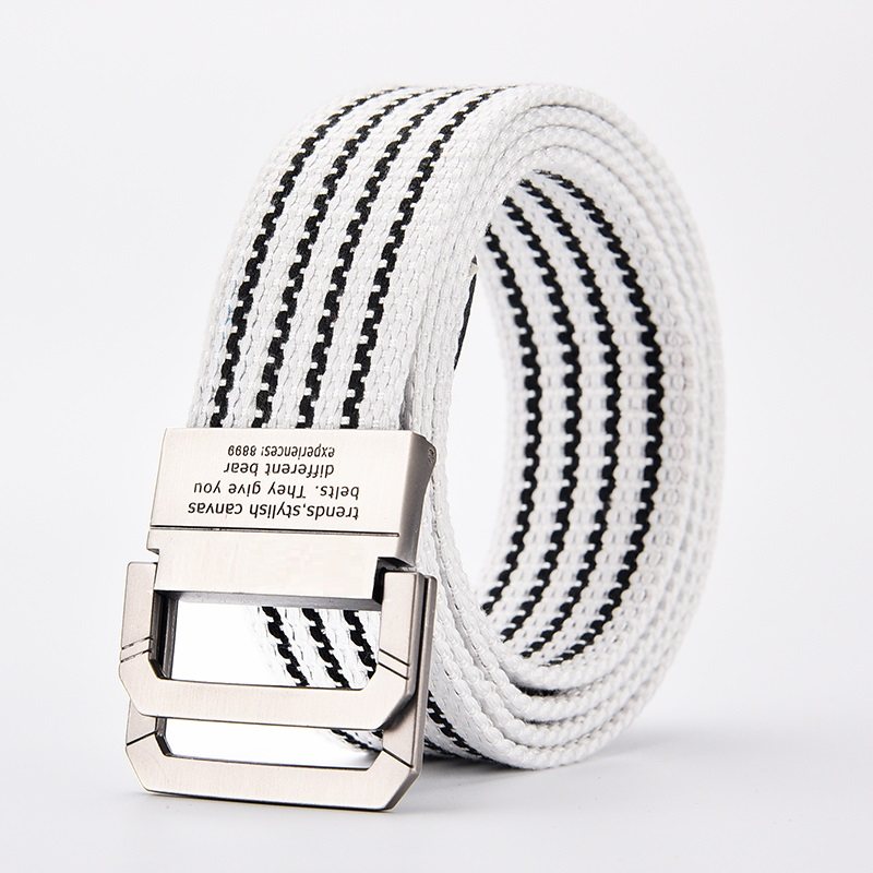 Hot-selling belt for men and women belt ins trendy double-ring buckle canvas Korean version student youth all-match casual summer outdoor