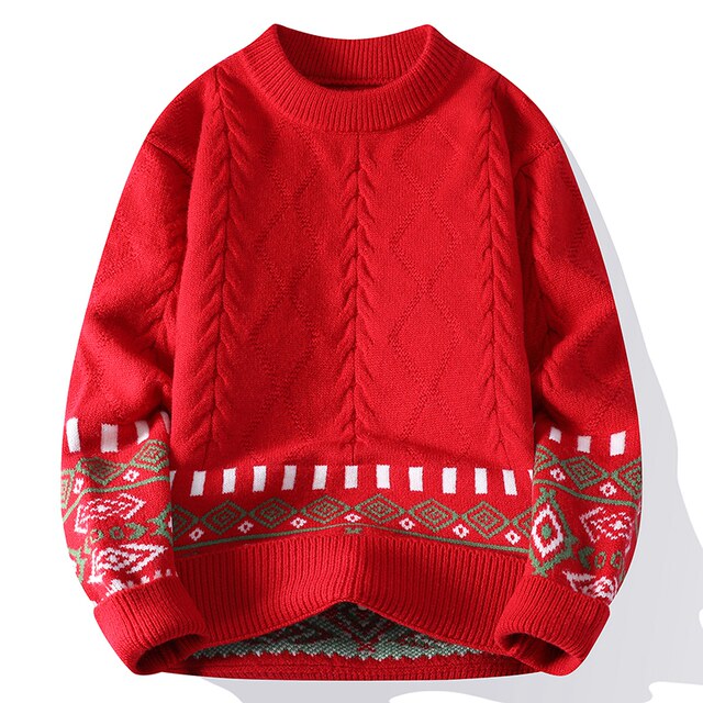 2025 Autumn and Winter Thickened Round Neck Men's Sweater Korean Style Trendy National Trend Brand Fashionable and Handsome Casual Sweater