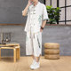 Summer New Large Size Casual Shirt Set for Men, Loose Short-Sleeved Three-Quarter Pants Set, Handsome Chinese Style Two-Piece Set