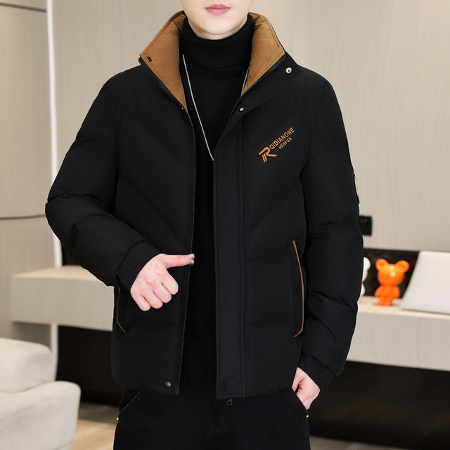 Men's down Cotton Jacket, Winter 2026 New Trendy Brand, Stand Collar, Short Style, Thickened, Cool and Stylish, Cold-Proof and Warm Coat