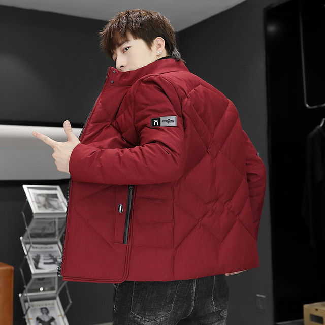 2021 Winter Men's Korean Style Trendy Thickened Slim Fit Stand Collar Stylish Casual Cotton Jacket Trendy Brand Versatile Coat