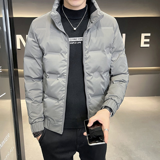 New winter stand-up collar down jacket for men, thickened and warm, casual, high-end, trendy brand, handsome white duck down cold-proof jacket