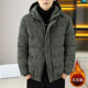 Corduroy jacket men's autumn and winter cotton thickened hooded cotton coat trendy brand handsome casual loose high-end cotton coat