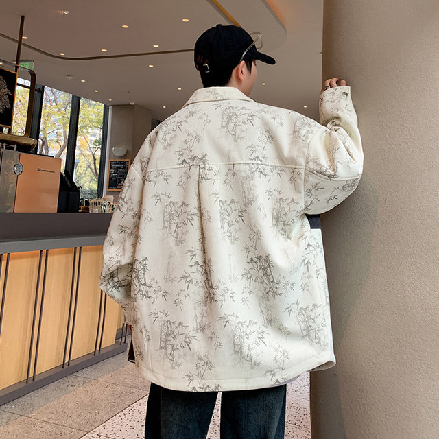 Men's Spring and Autumn Jacket Trendy Brand 2026 New Slim Fit Lapel Printed Men's Short Jacket Stylish Jacket