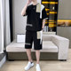 Teenagers' Waffle T-Shirt, Fashionable and Handsome Short-Sleeved Shorts Set, Men's Summer Loose Ice Silk Casual Two-Piece Set