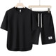 Summer Short-Sleeve Suit for Men, Round-Neck T-Shirt, High-End Solid Color Half-Sleeve, Slit Hem, Thin and Breathable, Five-Point Shorts Two-Piece Set