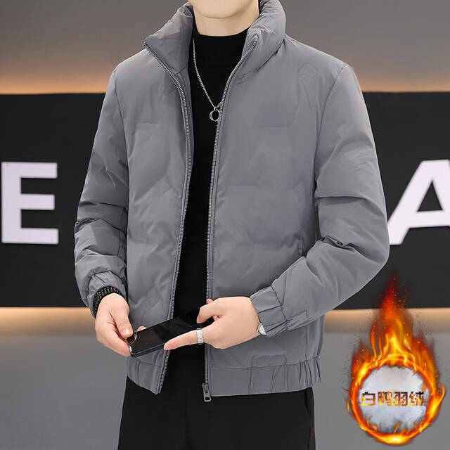 Men's short winter down jacket, Korean version, slim and handsome, stand-up collar, thickened warm clothes, cold-proof, light and tide jacket