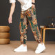Summer Men's Ice Silk Thin Quick-Drying Pants Loose Casual Sports Pants Ethnic Style Retro Couple Nine-Point Harem Pants