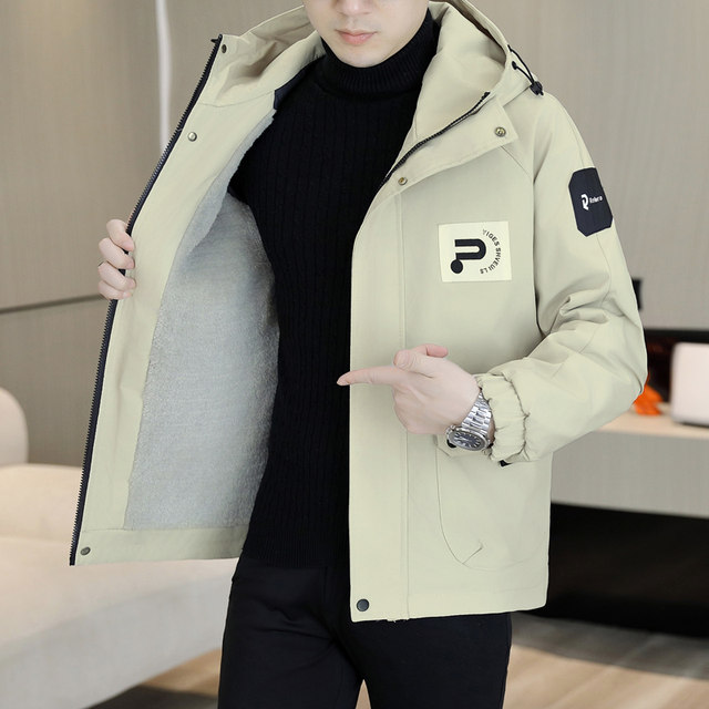 Velvet Jacket Men's Autumn and Winter Thickened Warm Hooded Jacket 2025 New Functional Style Handsome Work Jacket