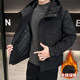 Men's Jacket 2025 Autumn and Winter Loose Trendy Brand Double Cotton Workwear Jacket Warm Thickened Hooded Cotton Coat