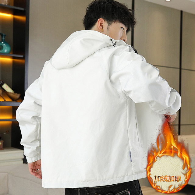 Men's Winter Jacket with Fleece Lining, Thickened, Trendy Brand, Casual Jacket, Men's Hooded Windbreaker, Warm Youth Cotton Coat