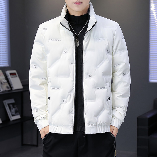 Thickened warm down jacket for men in winter 2026 new short stand collar jacket trendy brand Korean version handsome white duck down trendy