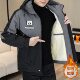 New velvet and thickened winter jackets for men, hooded casual jackets, Korean style trendy color matching, handsome and warm cotton-padded jackets
