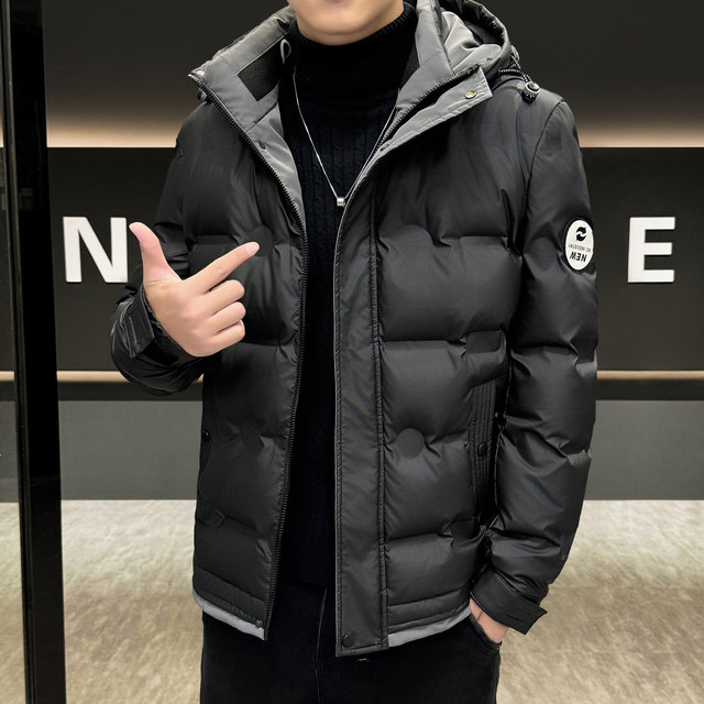 Down jacket men's winter 2025 new authentic trendy brand thickened short white duck down men's winter jacket hooded