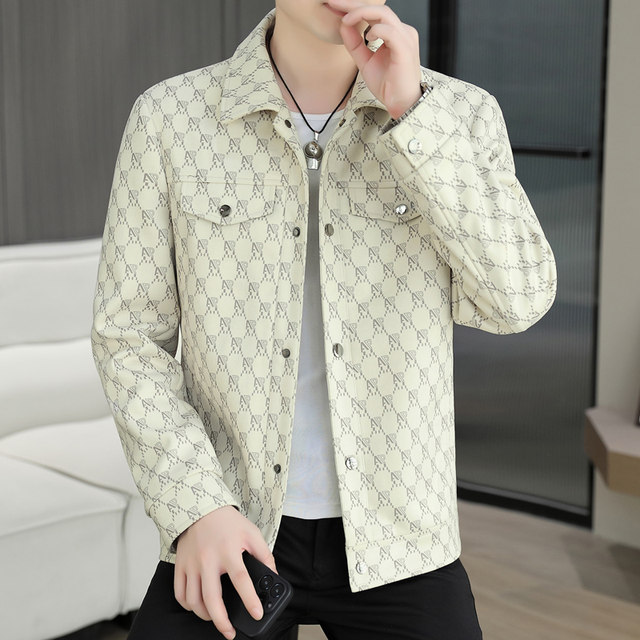Jacket men's spring and autumn trendy brand men's clothing 2025 new lapel handsome trendy high-end clothes spring jacket for men