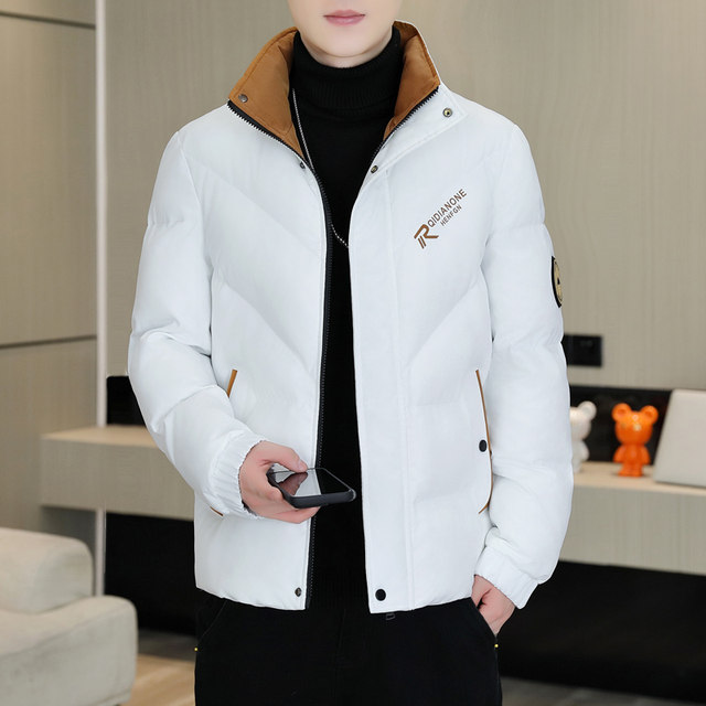 Men's down Cotton Jacket, Winter 2026 New Trendy Brand, Stand Collar, Short Style, Thickened, Cool and Stylish, Cold-Proof and Warm Coat