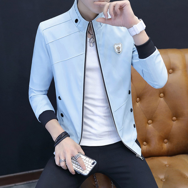 Trendy Brand Autumn and Winter Jacket for Men, Korean Style, Slim Fit, Men's Jacket with Fleece, Stylish Solid Color, Versatile Stand Collar Top