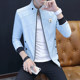 Trendy Brand Autumn and Winter Jacket for Men, Korean Style, Slim Fit, Men's Jacket with Fleece, Stylish Solid Color, Versatile Stand Collar Top