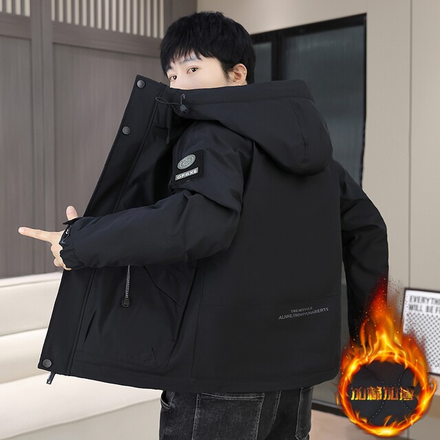 Autumn and Winter Double-Layer Cotton Jacket for Men, Loose Trendy Stylish Hooded Jacket, Padded and Thickened for Warmth