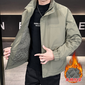 Winter New Style Stand Collar Thickened Cotton Jacket for Men, Korean Style Casual High-End Warm Cotton Coat Trendy Brand Outerwear