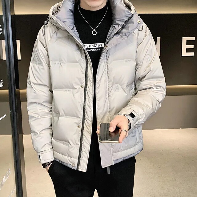 Men's down Jacket New Model 2026 Winter Trendy Brand Stylish Thickened Warm Coat with Hood Youth White Duck down Cold-Proof Clothing
