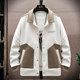 Spring and Autumn style lapel jacket men's trendy brand stitching contrasting color tops 2025 new trendy casual high-end jacket