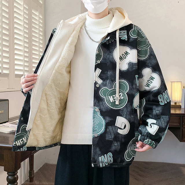 Fleece-Lined Thick Hooded Jacket for Men, New Winter Trendy Brand, Cool and Stylish Coat, Warm Parka