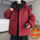 Winter new style velvet thickened hooded jacket men's handsome casual warm winter parka cotton jacket jacket